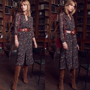 Sézane Clemence Foliage Floral Long Sleeve Dress